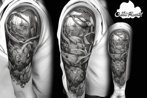 Trail runner in a forest setting tattoo idea