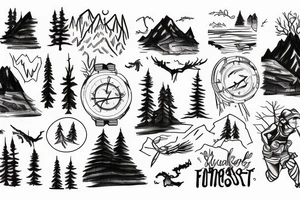 Man trail running in a forest tattoo idea