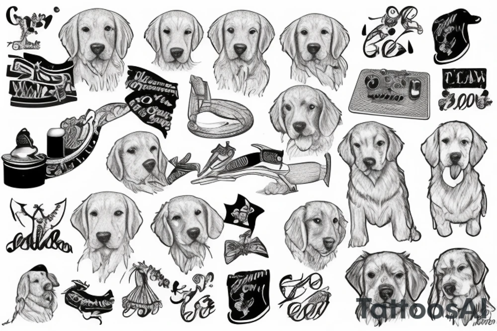 golden retriever tattoo idea