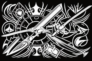 sword with beam of light above the handle tattoo idea