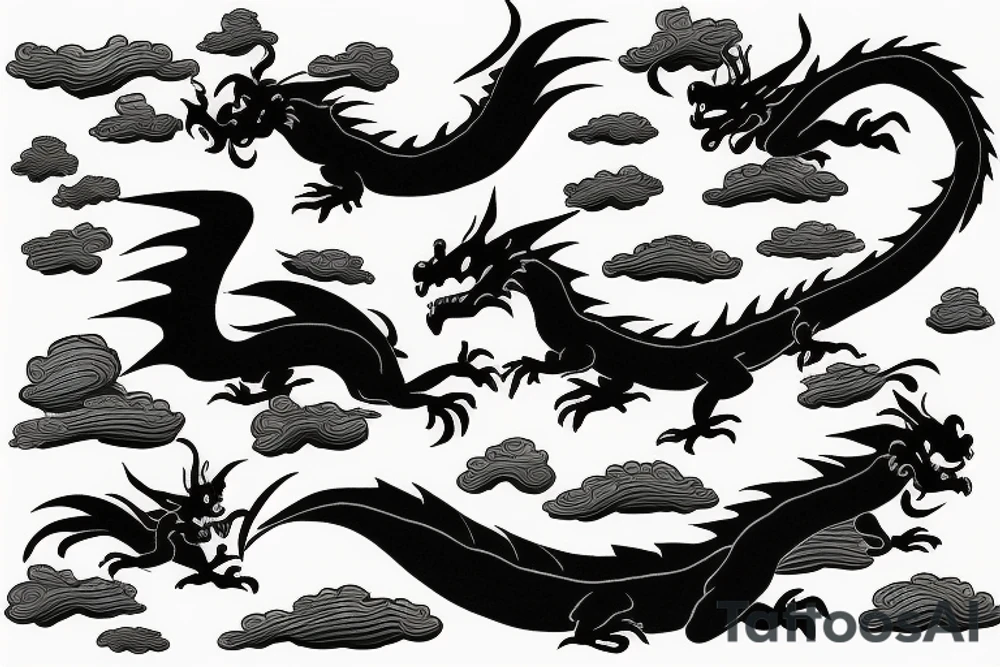 dragon flying in clouds tattoo idea