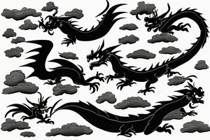 dragon flying in clouds tattoo idea