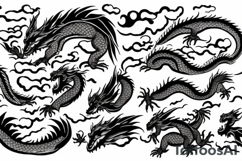 dragon flying in clouds tattoo idea