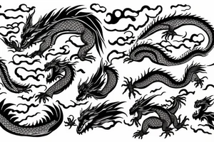 dragon flying in clouds tattoo idea