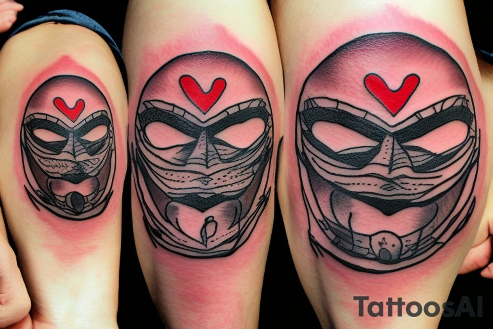 Comedy mask, barbed wire. "Love is the Law" tattoo idea
