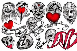 Comedy mask, barbed wire. "Love is the Law" tattoo idea