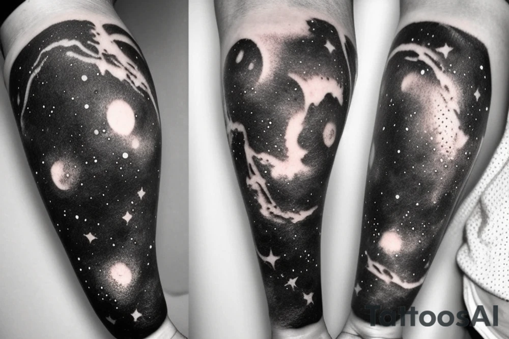Galaxy as a couple tattoo only with outlines tattoo idea