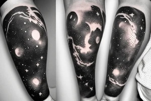 Galaxy as a couple tattoo only with outlines tattoo idea