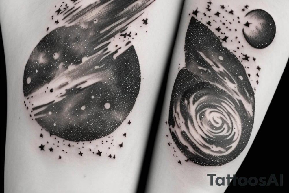 Galaxy as a couple tattoo only with outlines tattoo idea