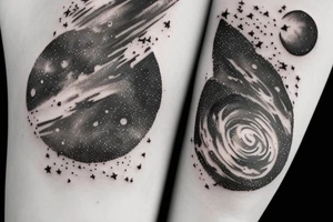 Galaxy as a couple tattoo only with outlines tattoo idea