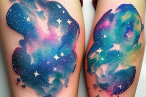Galaxy as a couple tattoo only with outlines tattoo idea