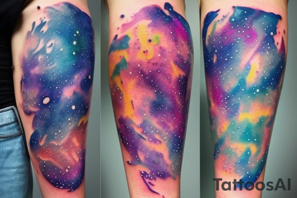 Galaxy as a couple tattoo only with outlines tattoo idea