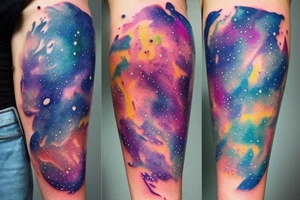 Galaxy as a couple tattoo only with outlines tattoo idea