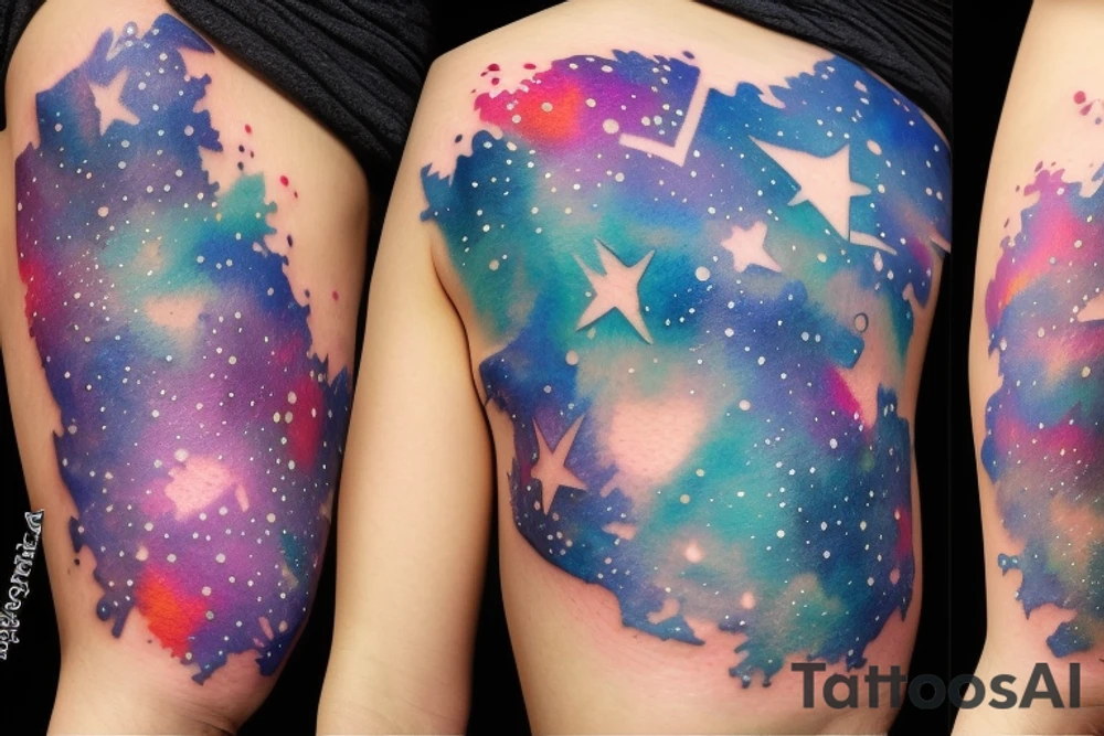 A little Galaxy as a couple tattoo only with outlines and very filigrane tattoo idea