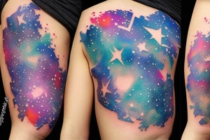 A little Galaxy as a couple tattoo only with outlines and very filigrane tattoo idea