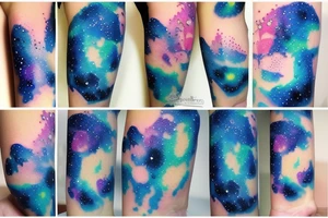 A mini Galaxy only with outlines and very filigrane tattoo idea