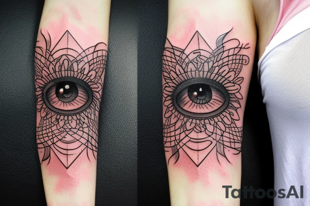 eye pyramid warrior flower watch tattoo idea