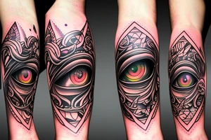 eye pyramid warrior flower watch tattoo idea