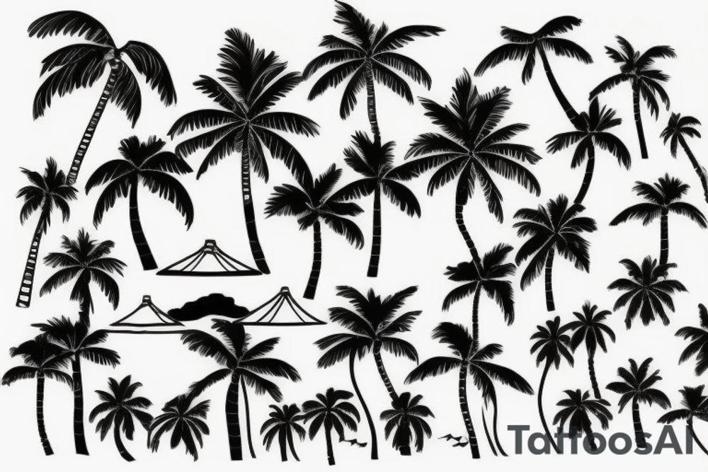 Palm tree ,beach, sea, wave sun, foot print tattoo idea