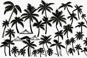 Palm tree ,beach,  sea, wave sun, foot print tattoo idea