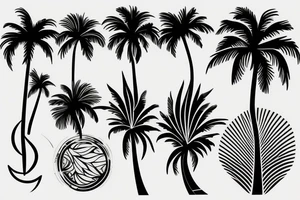 Palm tree ,beach,  sea, wave sun, foot print tattoo idea