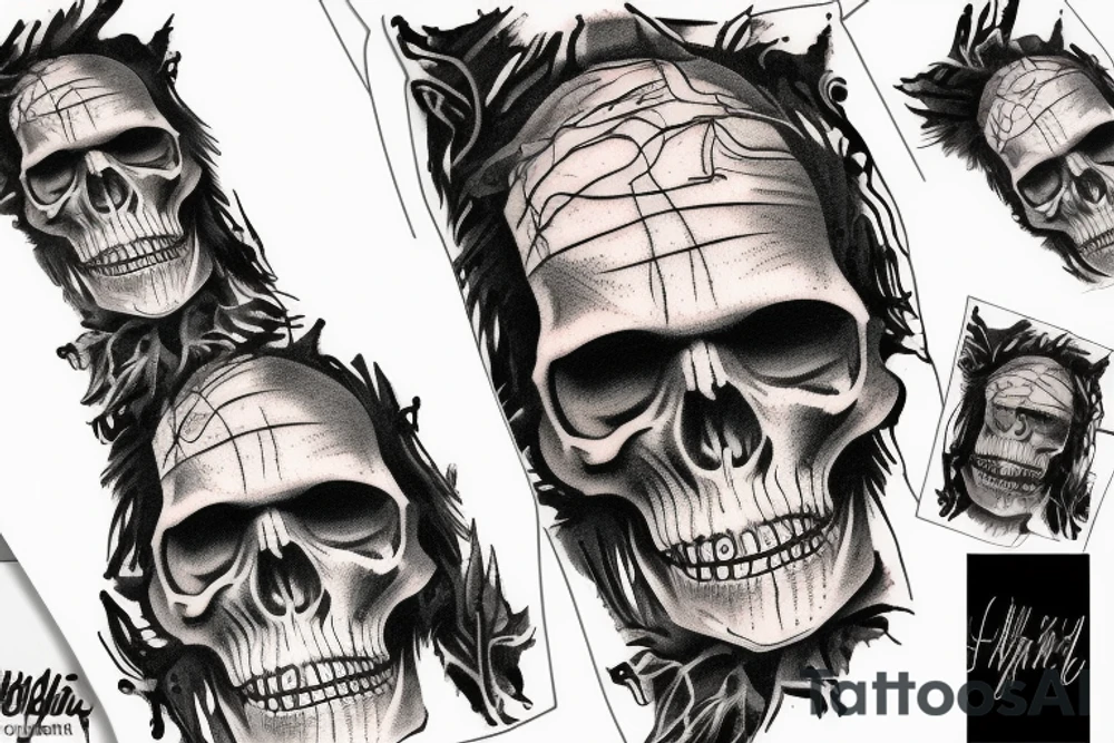 frankenstein skull tattoo idea