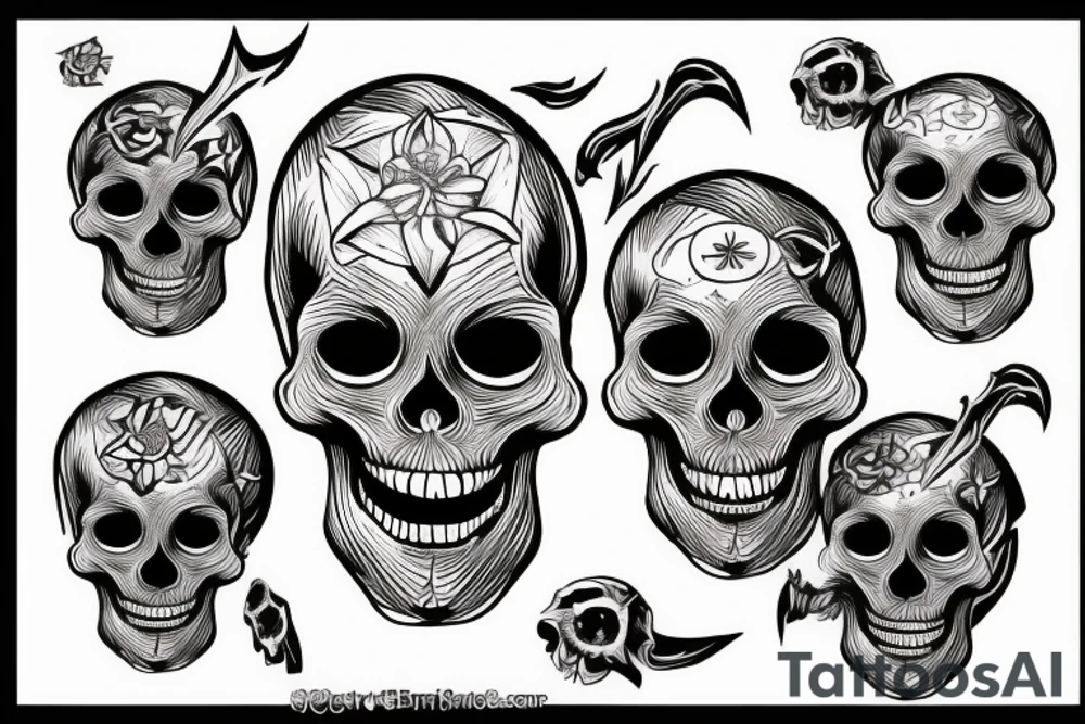 demonic skull in cosmos tattoo idea