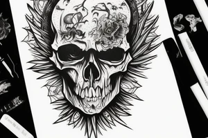 demonic skull in cosmos tattoo idea
