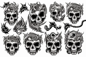 skull with dragon fire tattoo idea