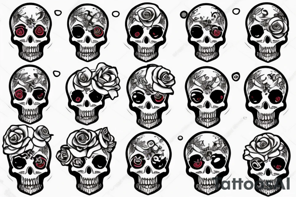 skull with rose in the right eye and blood in the left eye tattoo idea