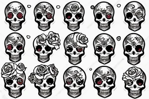 skull with rose in the right eye and blood in the left eye tattoo idea