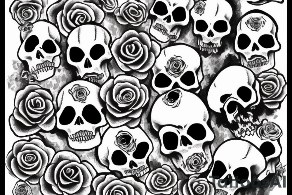 skull with rose in the right eye and blood falling from the left eye tattoo idea