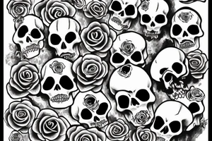 skull with rose in the right eye and blood falling from the left eye tattoo idea