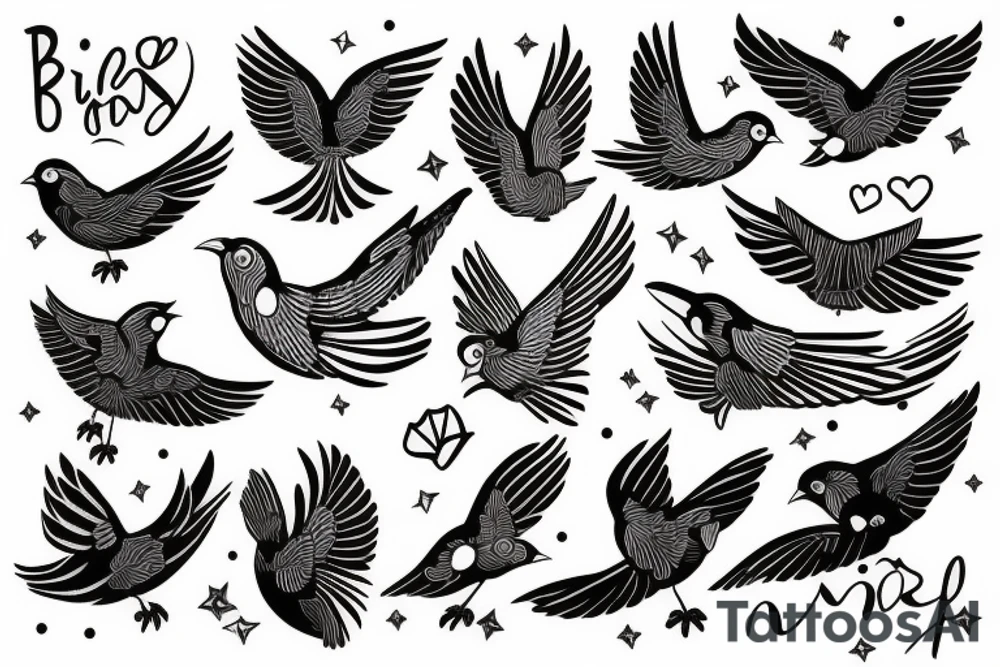 Bird flying tattoo idea