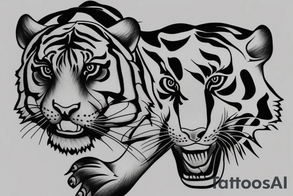 Tiger on chest tattoo idea