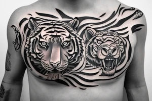 Tiger on chest tattoo idea