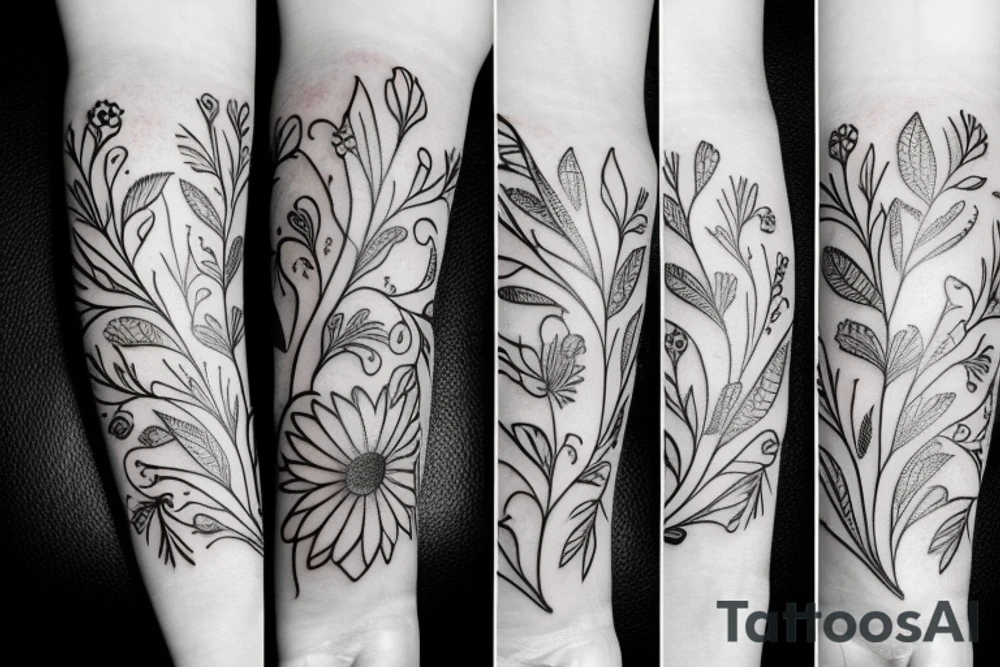Floral concept on arm tattoo idea
