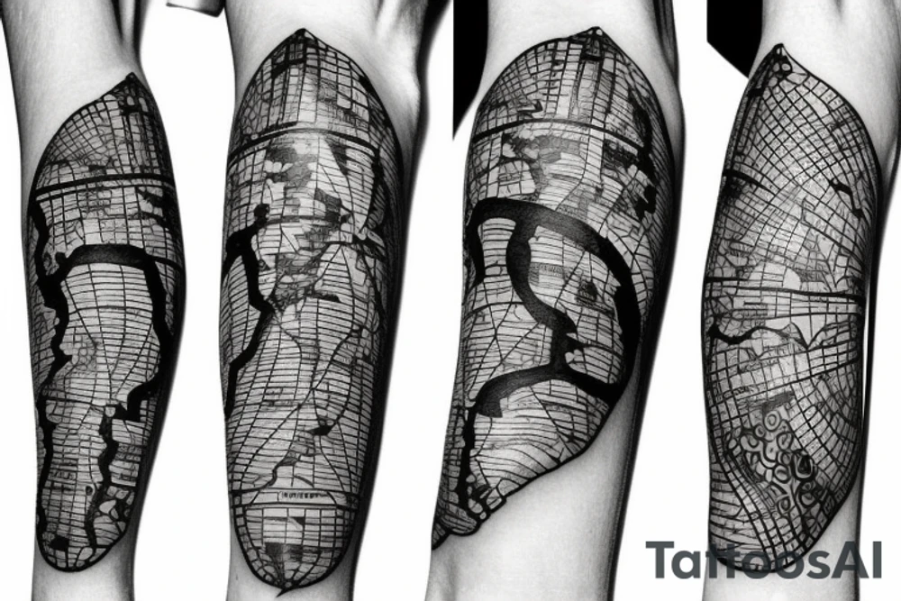 Map of Africa inside that shows strength power tattoo idea