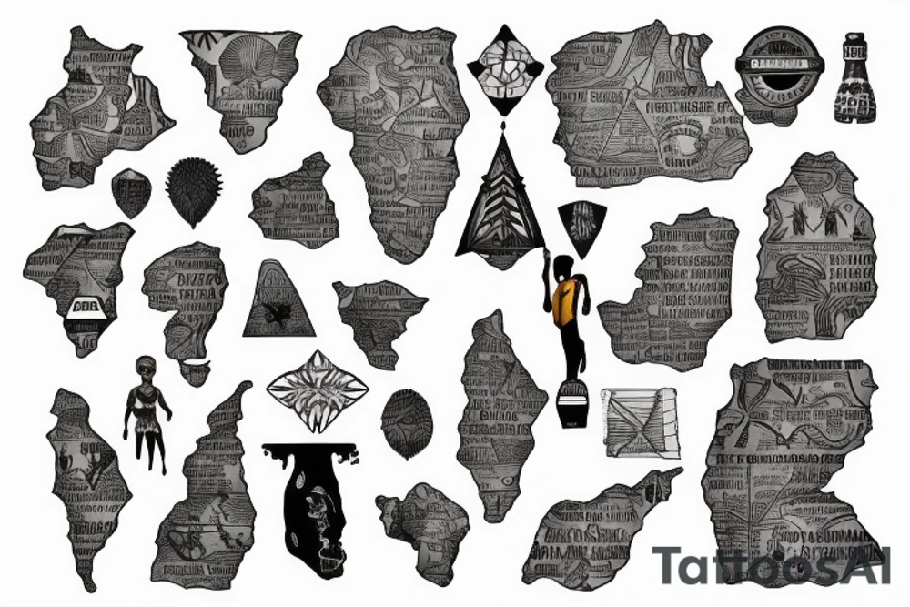 Map of Africa inside that shows strength power tattoo idea