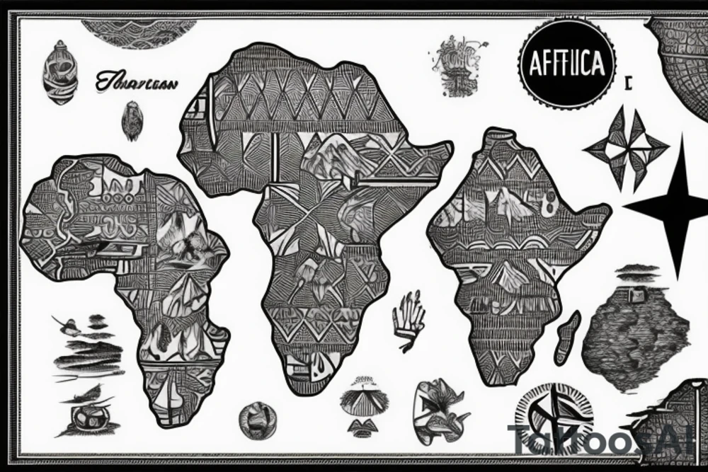 Map of Africa inside that shows strength power tattoo idea