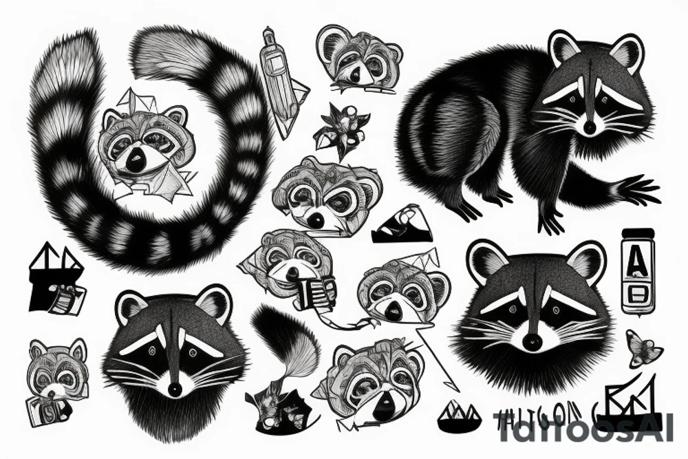 a racoon in a highway tattoo idea