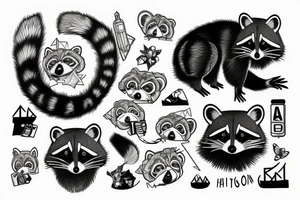 a racoon in a highway tattoo idea
