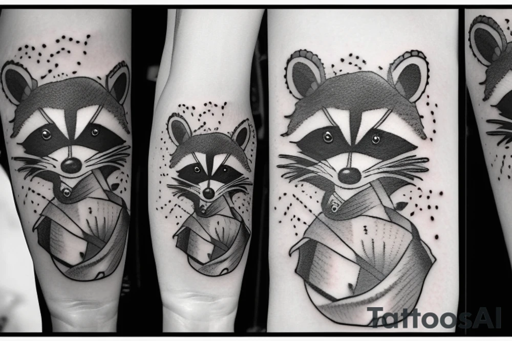 a racoon in a highway tattoo idea