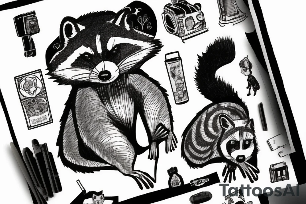 a racoon in a highway tattoo idea