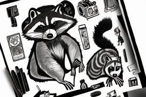 a racoon in a highway tattoo idea