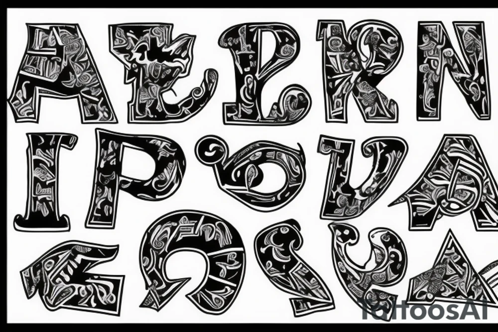 writing of the letters ФТП tattoo idea