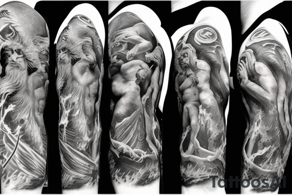 Zeus fighting poseidon tattoo idea