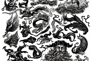Zeus fighting poseidon tattoo idea