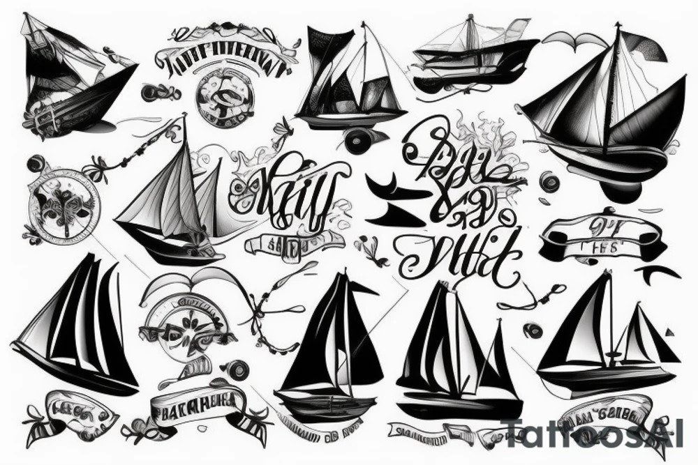 Ship sailing on the letters tattoo idea