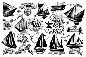 Ship sailing on the letters tattoo idea